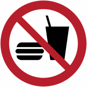 Panneau interdiction de manger ou de boire ISO 7010 P022