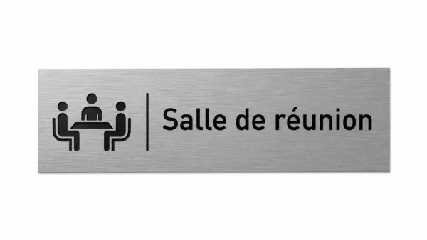 Plaque Salle de Réunion en Plexiglas Effet Aluminium avec Icône