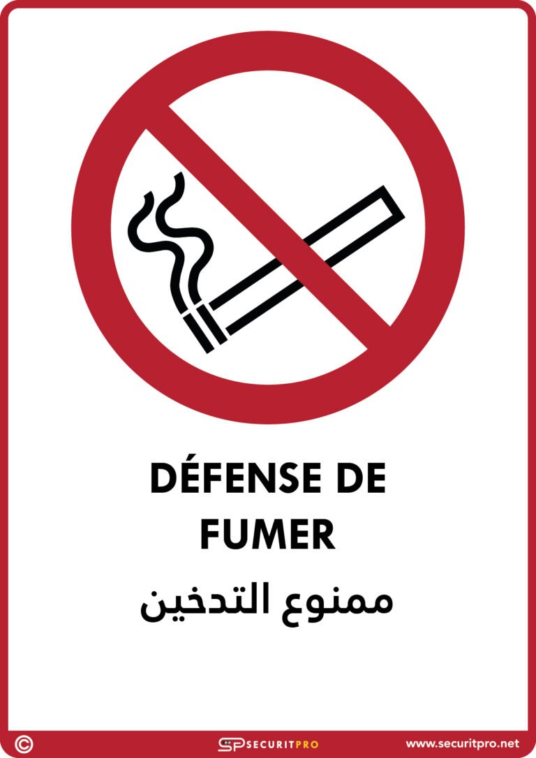 Panneau « Défense de fumer » | Signalétique anti-tabac bilingue FR/AR